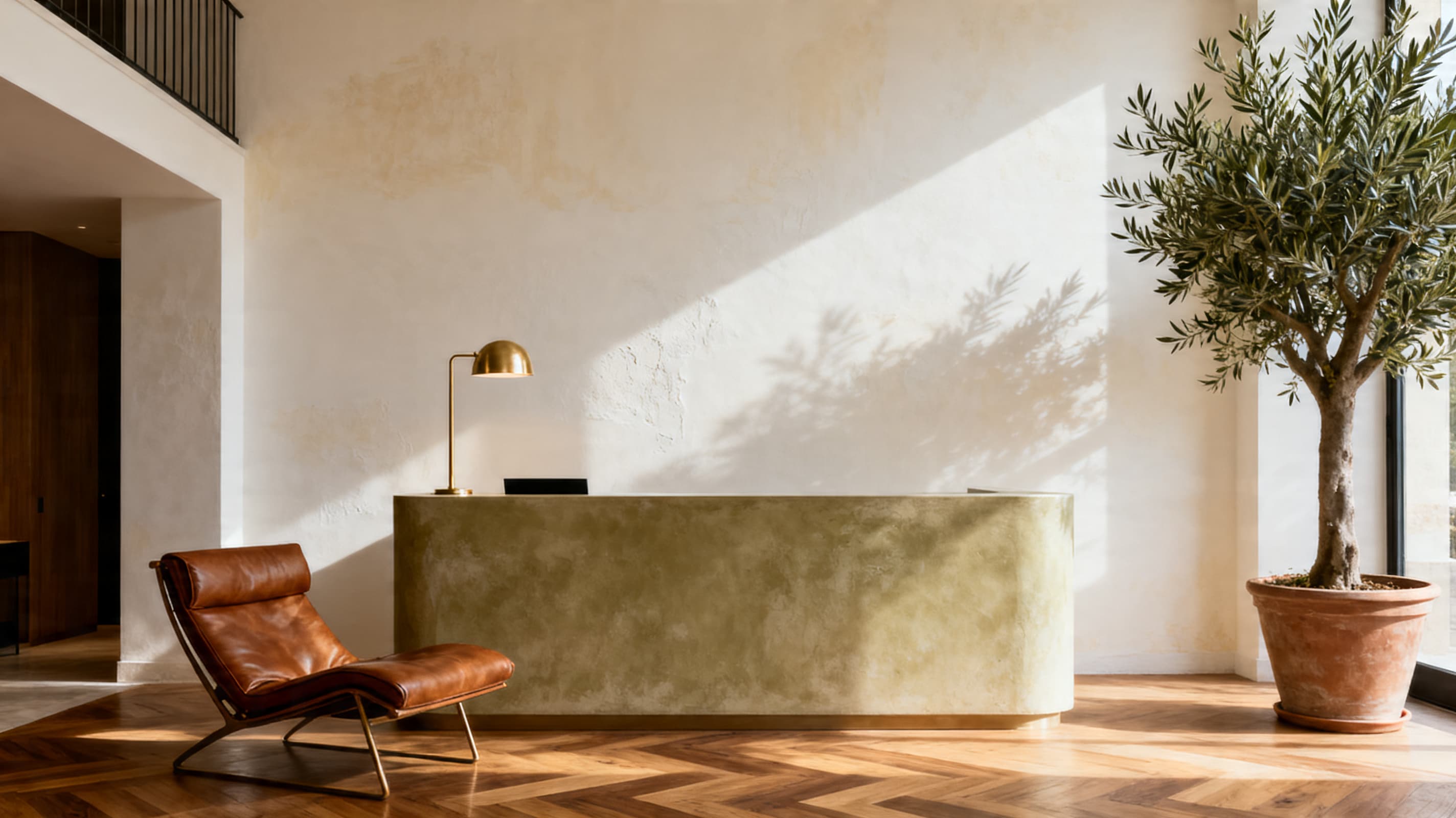 Hospitality interior with decorative mineral finishes