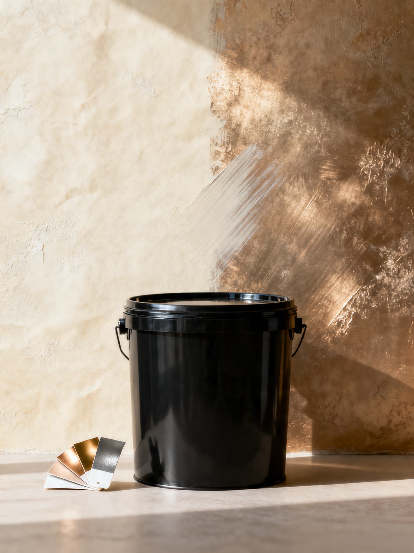 Texture Metallic — Water-based metallic art coating with fine-particle directional shimmer.