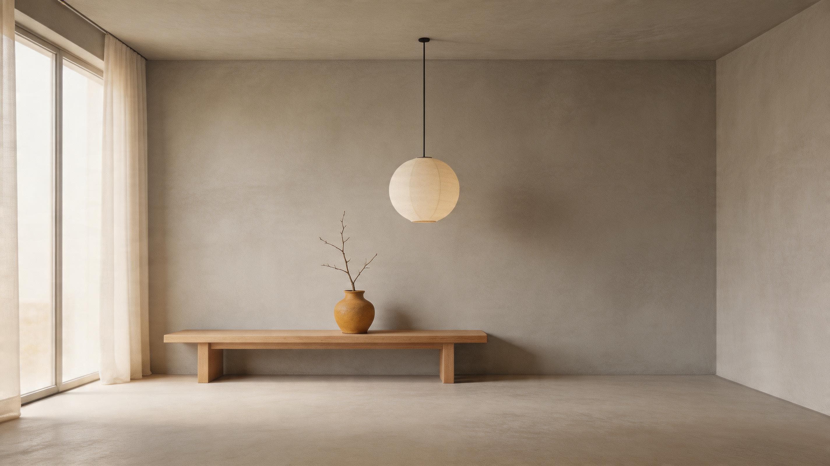 Minimal Microcement Coat applied in a real interior — Slim-system microcement for designer-led minimal and wabi-sabi interiors.