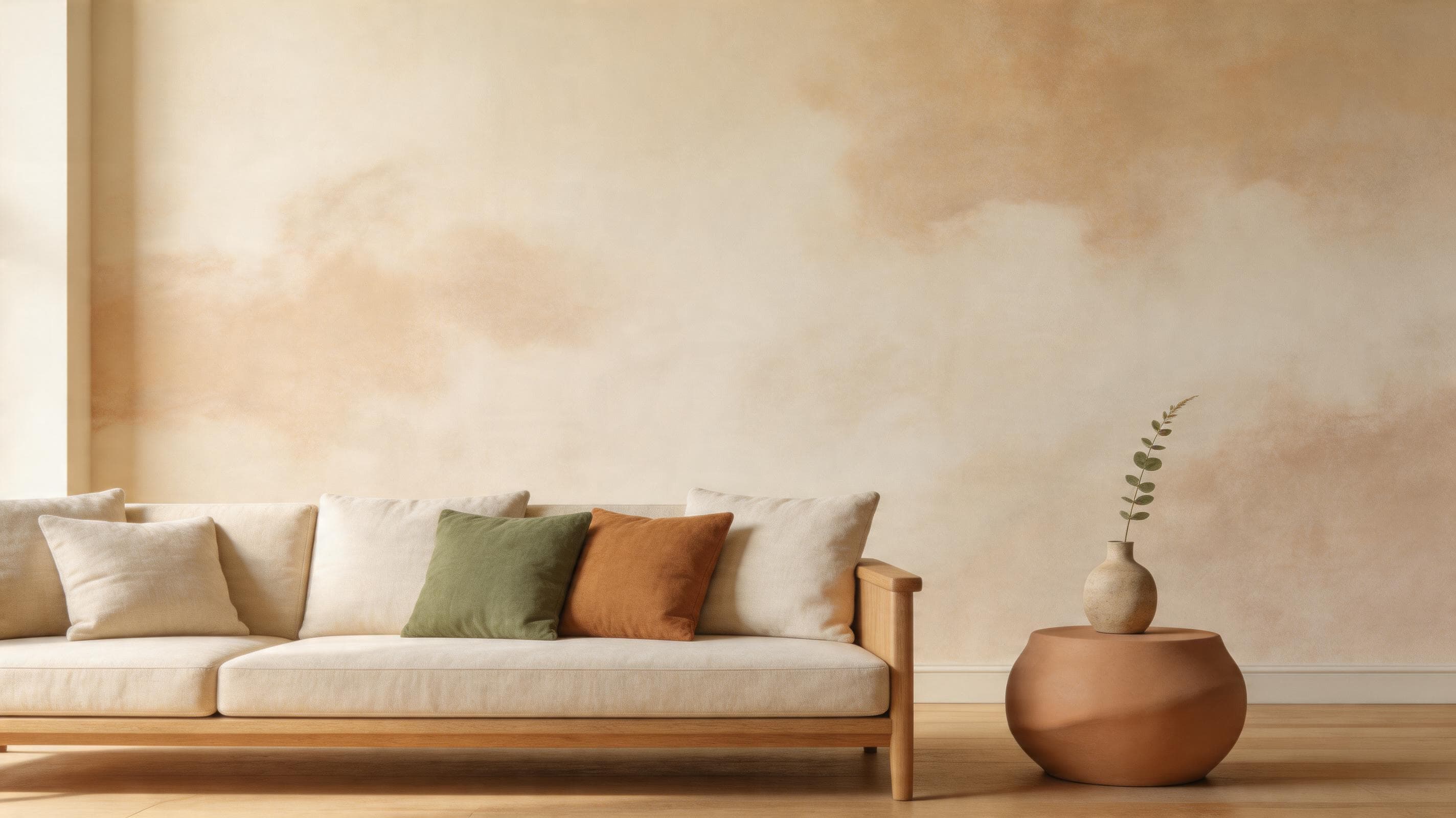 Velvet Cloud Finish applied in a real interior — Soft velvety matte with cloud-like tonal movement and a tactile suede touch.