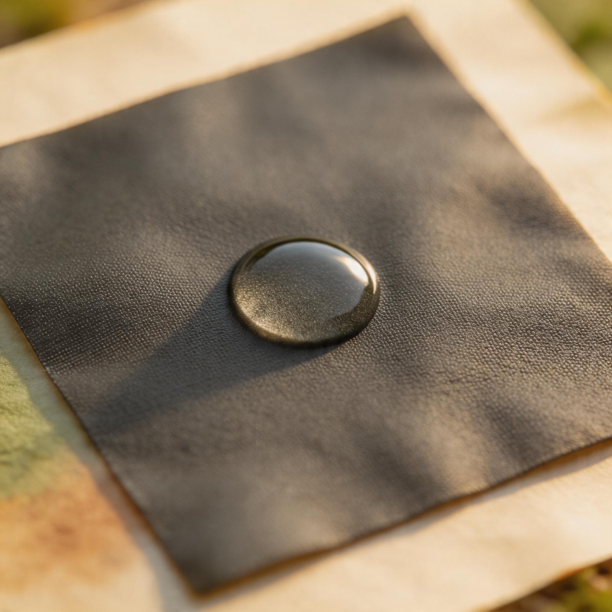 Macro photograph of FlexShield Waterproof Coat sample showing its surface texture