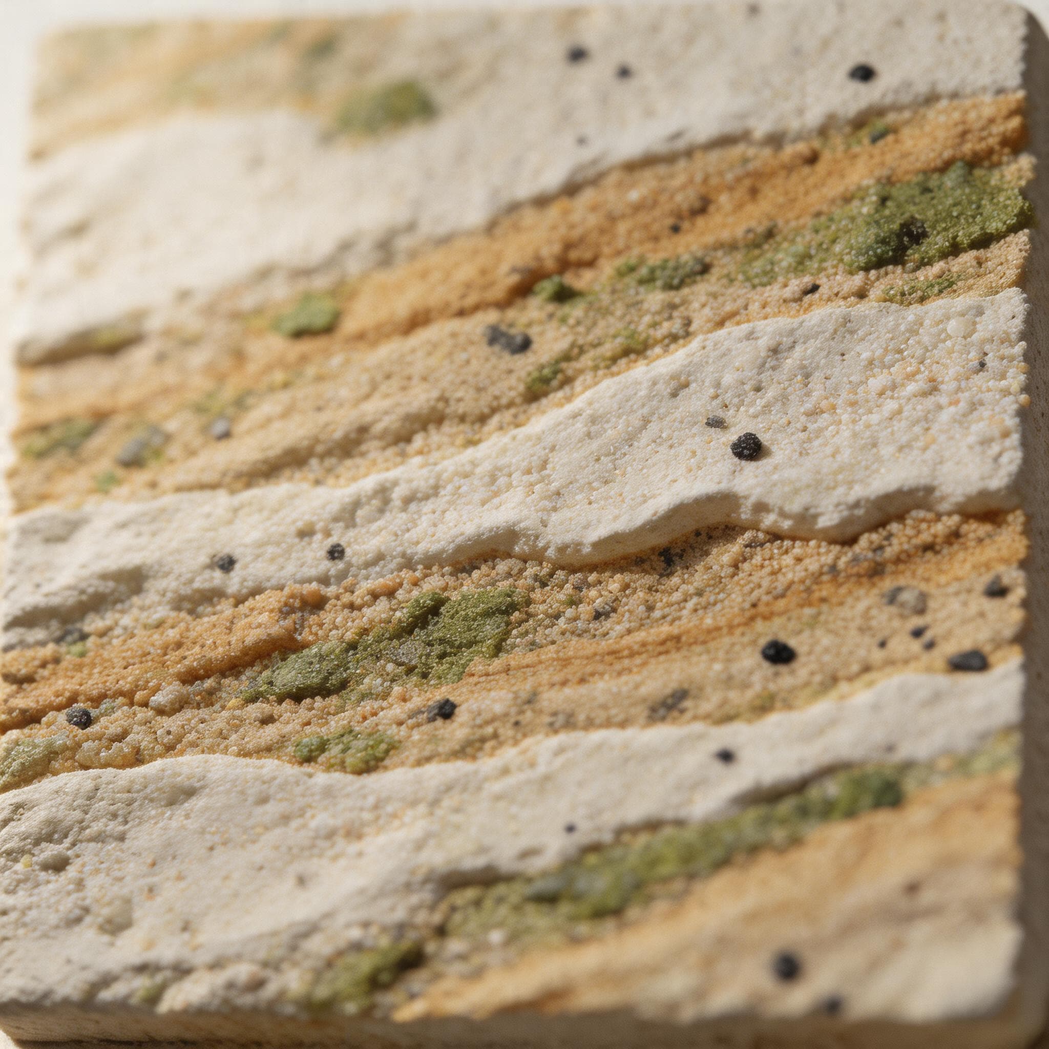 Macro photograph of Mara Stone Texture Finish sample showing its surface texture