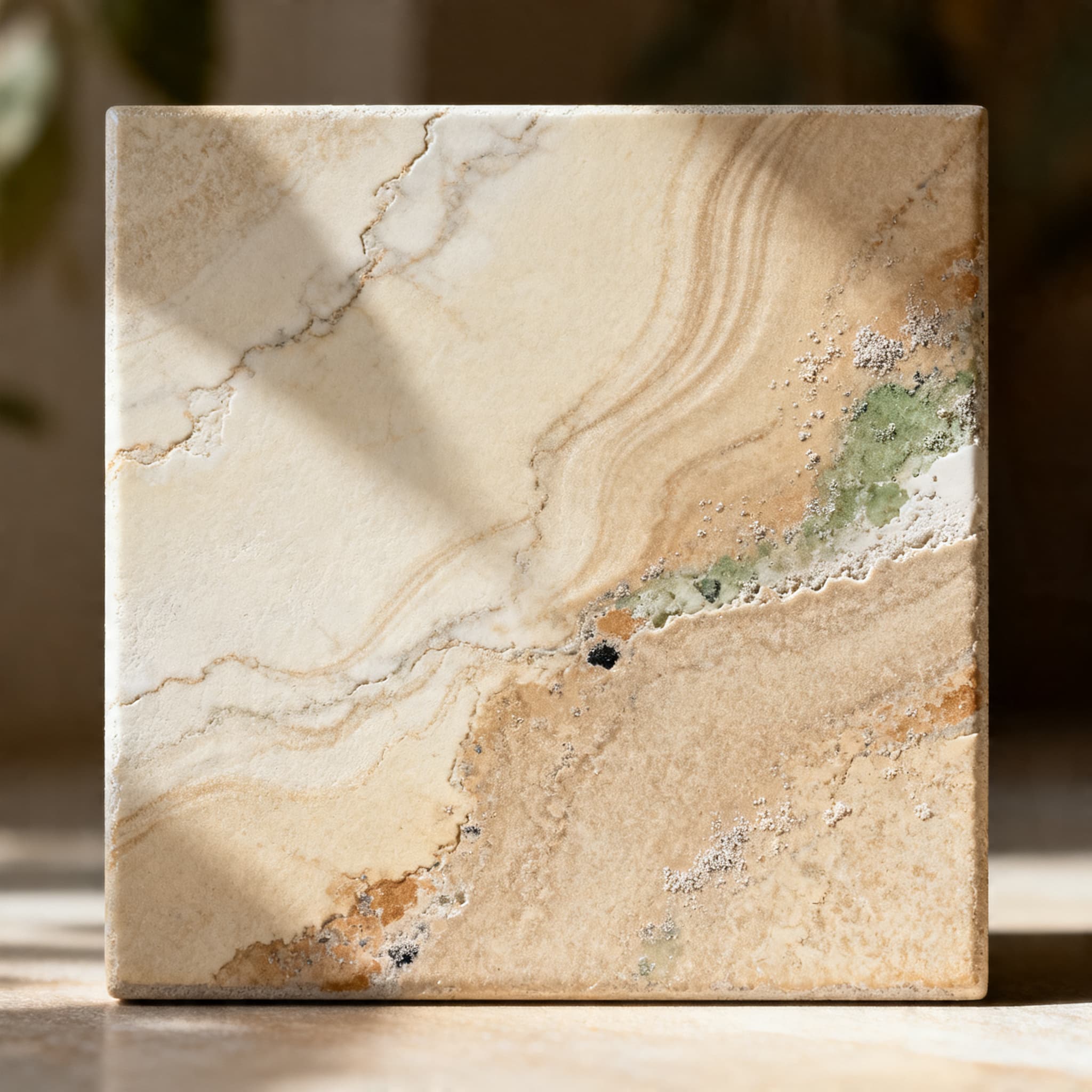 Macro photograph of Marmorino Venetian Plaster sample showing its surface texture